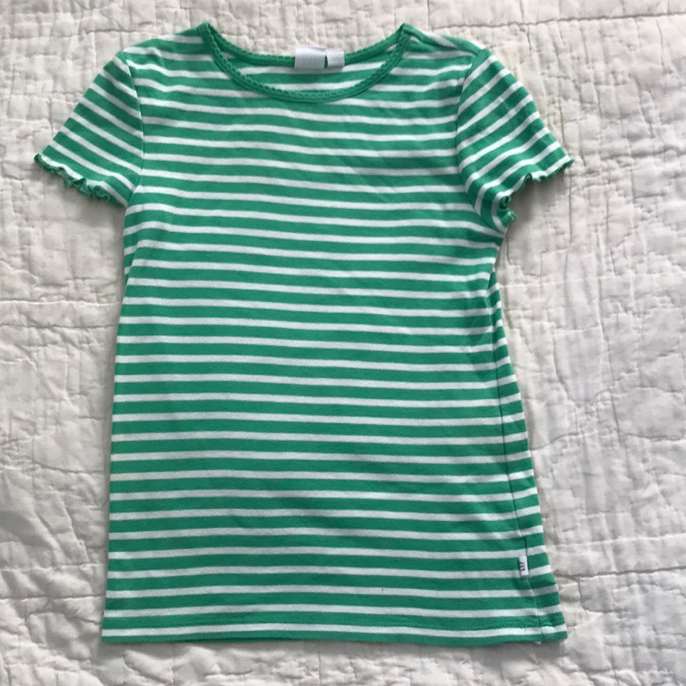 Sz 10 Gap Green and white striped short sleeve tshirt